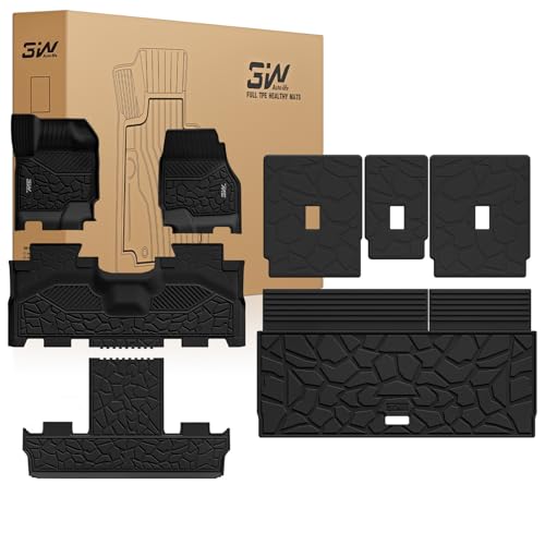 Image of 3W Floor Mats & Cargo Liner & Backrest Mat for 2025-2026 Ford Expedition | Only Standard 7 Seats, Easy Clean 100% TPE All Weather Custom Fit for Expedition Car Liners,Full Protection Mats, Black 5pcs
