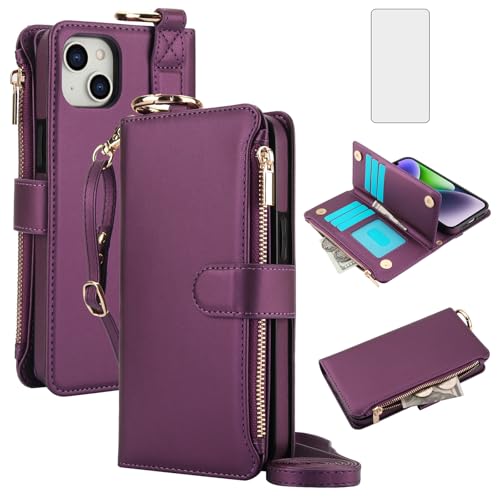 Coque iPhone 15 avec fermeture éclair Asuwish et protège-écran