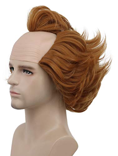 karlery Short Fluffy Brown Curly Bald Horror Anime Adult Wig Halloween Cosplay Costume Anime Wig
