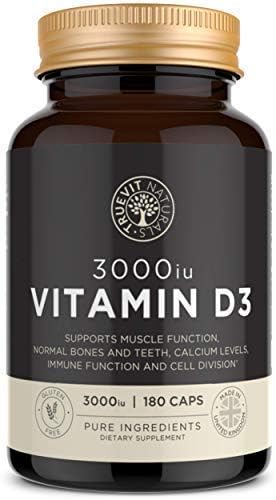 Vitamin D Supplement - 180 Vitamin D3 Capsules - Easy to Swallow VIT D 3000iu