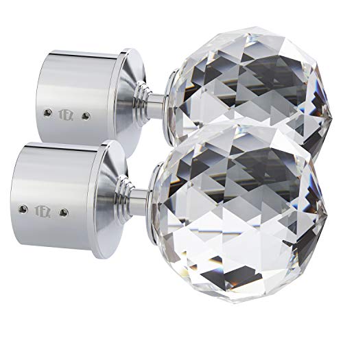 Remaches de poste de cortina de vidrio cristalino TEZ® - Bola de cristal facetada de corte faceteado transparente - Diámetro de cristal de 60 mm - Acabado: Cromo brillante