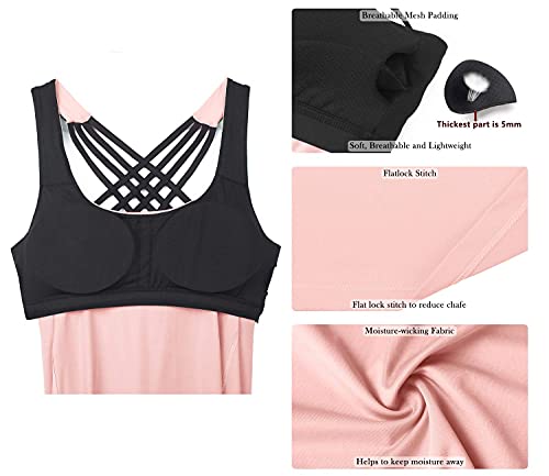 Image of icyzone Women's Open Back Workout Athletic Yoga Tank Tops with Built in Bra