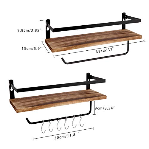 Phunaya Floating Shelves,Wall Mounted Shelf For Kitchen,Living Room,Bedroom,Bathroom Storage,Rustic Wood,Set Of 2 #TOP5