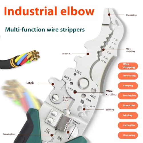 Multi-Function Wire Stripper Tool, 8.39\" Electrician Pliers with Crimping, Cutting, Stripping Functions, Durable Metal & PVC Wire Stripping Tool for Electricians, DIY Enthusiasts, Home Repair Projects - Thumbnail 3