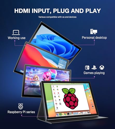Image of 10.1 Inch FHD 1920x1200 Portable Monitor with IPS Screen Full-Featured USB-C Connection Ultra-Thin Design Compatible with Laptop, PC, Mac, Phone, PS5 with Premium Smart Case 16:10 Travel