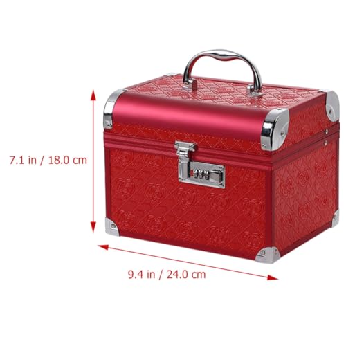 Boîte à bijoux sécurisée à code avec coffret vintage en bois rouge - 3