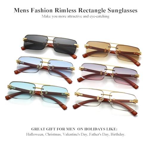 Gleyemor Mens Sunglasses Fashion Rimless Rectangle Sunglasses Square Frameless Sunglasses for Men - Image 6
