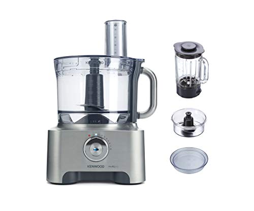 Kenwood MultiPro Sense Food Processor, 3.5 Litre Bowl, 1.6 Litre Thermo-resist Glass Blender, 4 attachments, 5 Slicing and Grating Plates, Built in Weighing Scale, 1000 W, FPM810, Silver 1 Gallery Image