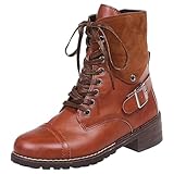 Botas negras para mujer, botas de pantorrilla ancha de media pantorrilla, botas de vestir de punta redonda, botas bajas de media pantorrilla, botas de mujer con cordones, botas altas occidentales para