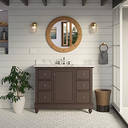 Bella 42-Inch Bathroom Vanity (Carrara/Chocolate): Includes Chocolate Cabinet With Authentic Italian Carrara Marble Countertop And White Ceramic Sink #TOP5