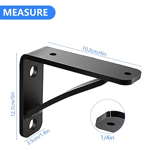 SPACEEUP 2PCS Heavy Duty Shelf Brackets 4 x 5 x 1.5 Steel Shelf Brackets 450 LBS Load Capacity Metal Brackets DIY Steel Triangle Bracket Matte Black…