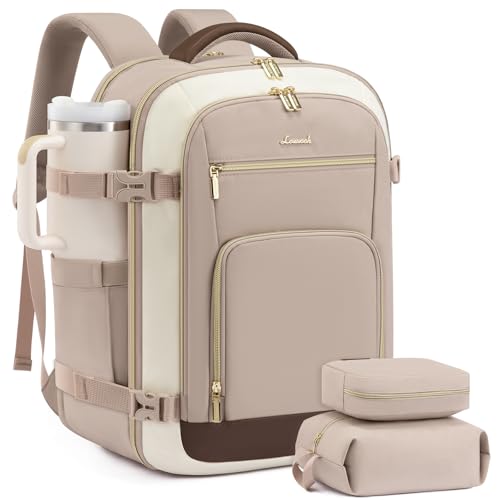 Image of LOVEVOOK Carry On Travel Backpack For Women Flight Approved, 40L Personal Item Backpack, TSA Travel Bag for Airplanes Fit 17 Inch Laptop, Business Weekender Overnight Waterproof Daypack with 2 Cubes