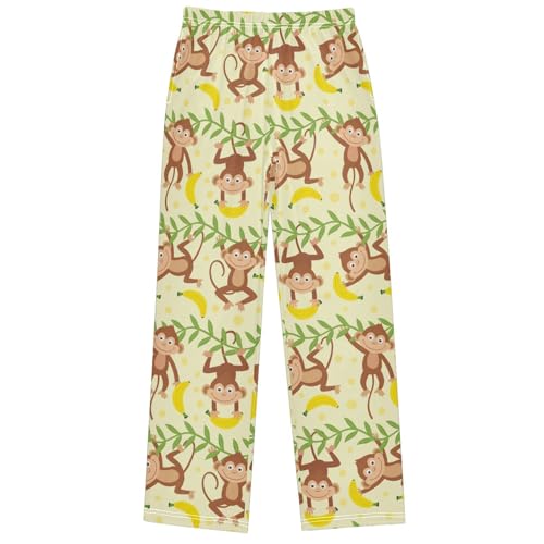 Boy's Pants Funny Animal Monkey Banana Jogger Pants Elastic Waist Long Bottoms Trousers with Pockets 6-14 Years