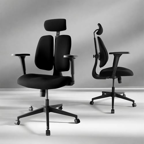 Rieior Flex Chaise de bureau ergonomique avec dossier divisé dynamiquement, siège ultra épais de...