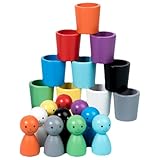 Syengery Jeu de Tri des Couleurs en Bois - 10 Tasses avec s à Empiler - Éducatif pour Enfa...