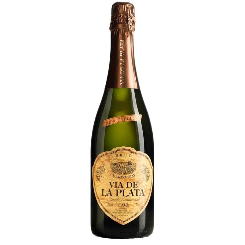 Cava Vía de la Plata Chardonnay Brut Nature con método tradicional y crianza en rima, espumoso seco y elegante ideal para maridar con mariscos y pescados