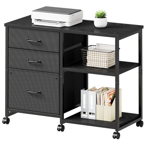 3-Drawer Rolling File Cabinet with Open Storage
