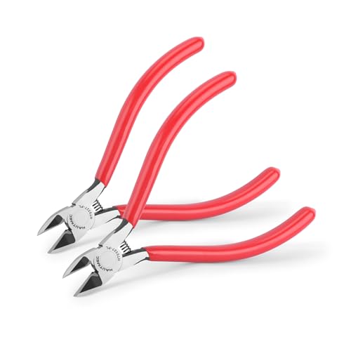 Image of HAUTMEC 5 inch Precise Small Flush Cutters of Engineer Wire Cutters Pliers 2PCS Side Cutters with Location Pin for Fine Shearing, Perfect for Circuit Board Cutting, Electronic Components, HT0327-2PC