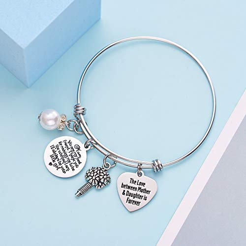 LParkin Mother of The Bride Gifts Bracelets Wedding Gift for Mom from Daughter Bracelet The Love Between Mother and Daughter is Forever Wedding Bangle4