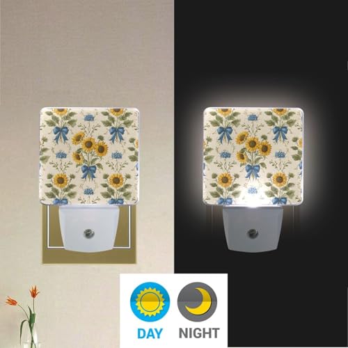 Lámpara nocturna led con sensor de luz girasol y moño miniatura 4