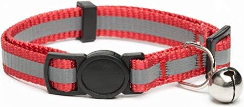 Friends Forever Breakaway Cat Collar - 4 Pack Fancy Reflective Cat Collars Breakaway with Bell - Pink/Red/Black/Blue Adjustable Nylon