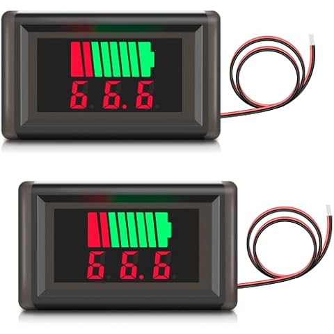 Seamuing Battery Indicator 2 in 1 Battery Capacity Voltage Meter 12V 24V 36V 48V 60V 72V Indicator Battery Capacity Waterproof Battery Capacity Monitor for Car Vehicle Lithium Lead-acid Battery Cover