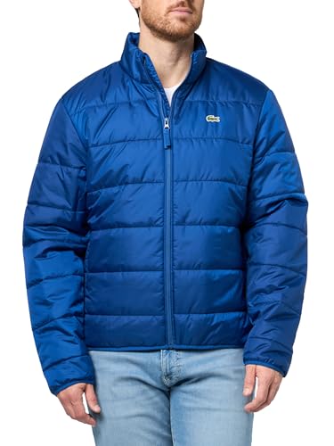 Lacoste Men's Short Lightweight Water Repellent Puffed Jacket, France Blue, Small