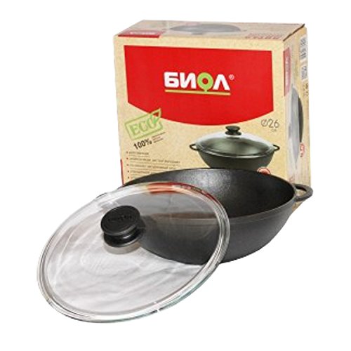 Cast Iron WOK Pan For Healthy Cooking 28 Centimeter with Lid Induction BIOL Main Image