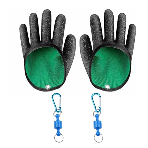 Kiuiom 1 Par Guantes De Pesca Impermeables,Guantes De Pesca Anticortes De Caza,Guante Resistentes Pinchazos,para Manipular con Seguridad,con 2 Hebillas Magnéticas
