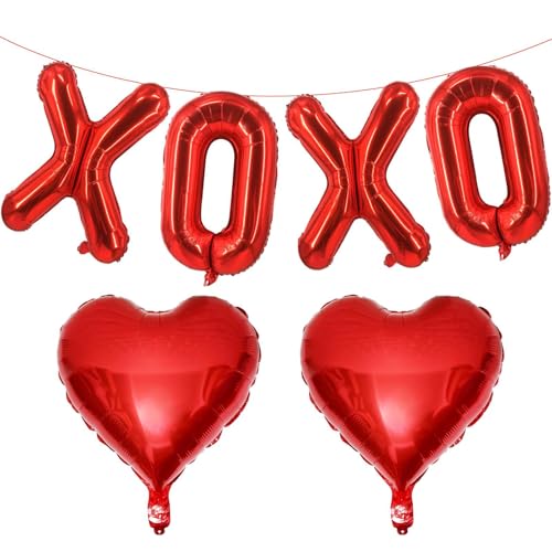 Valentines Day Decorations Red XOXO Balloons 18 Inch Red Heart Balloons for Valentines Day Galentines Day Wedding Party Decorations