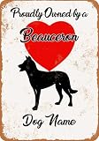 panneau mural decoratif enseignes en métal affiche vintage CUSTOM DOG NAME - Beauceron - Vintage Look decoration cuisine