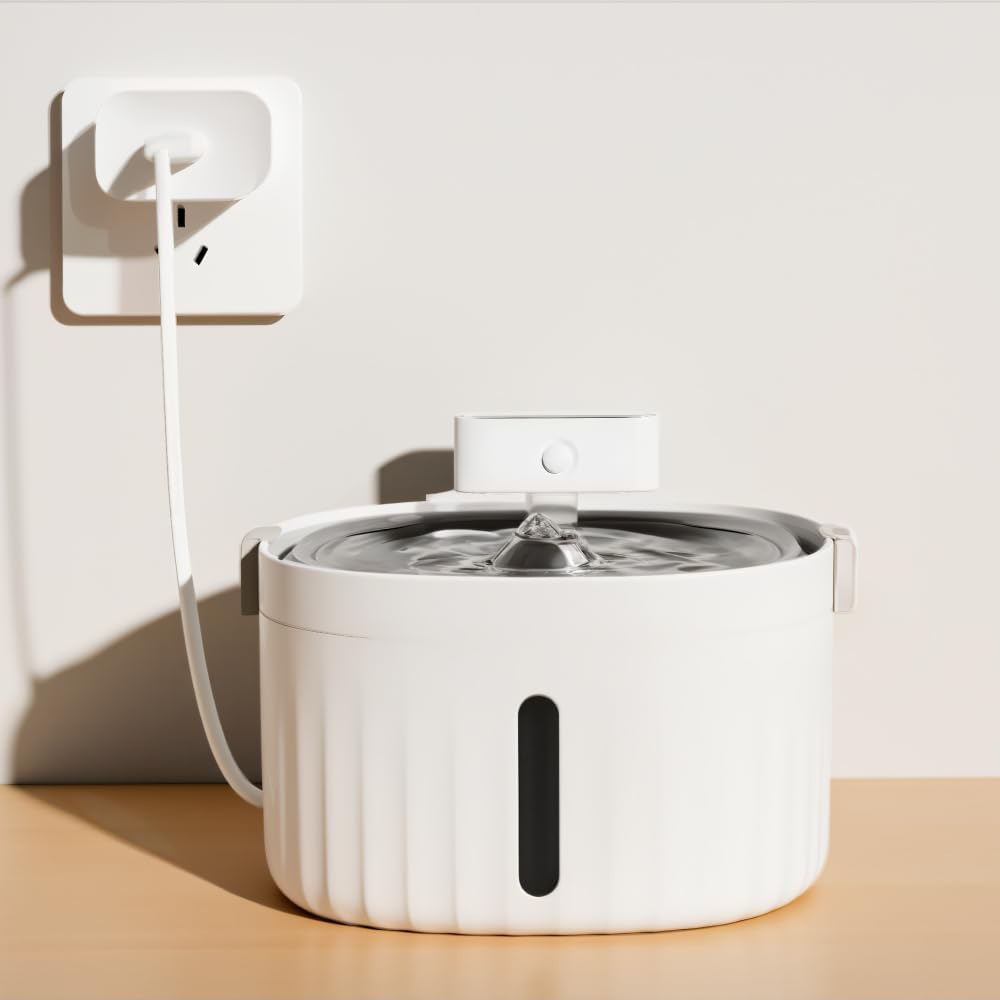 Smart Pet Drinking Fountain - Wireless Cat Water Fountain for Cats & Dogs, Stainless Steel 2L Automatic Pet Water Dispenser with Dual Power Modes, Smart Infrared Sensor, Battery Operated & Plug-in