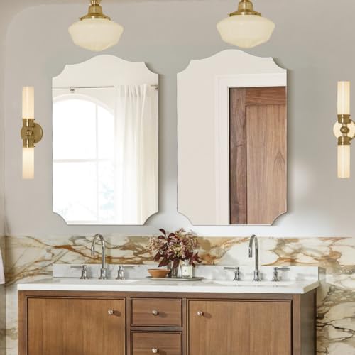 Autdot 2-Pack Arched Mirror Wall Decor, Frameless Bathroom Mirrors for