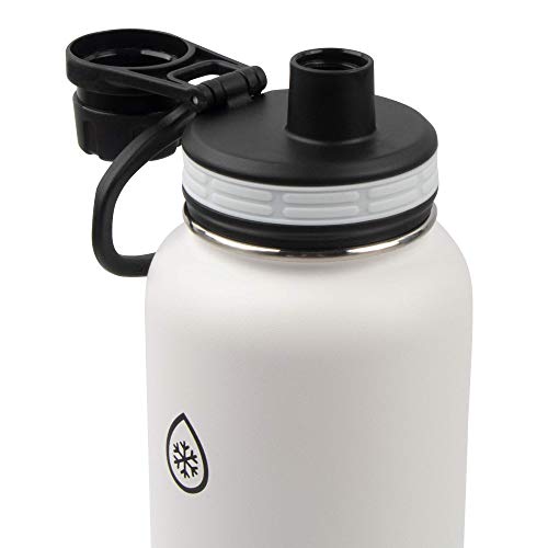 Image of ThermoFlask Bottle with Spout Lid - Stainless Steel Water Bottles with Double-Wall Insulation & BPA-Free Spout Lids - Leak-Proof Reusable Bottles & Lids - 40 oz, Arctic /Grasshopper (2 Pack)