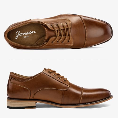 Jousen Men's Dress Shoes Leather Classic Formal Mens Oxfords Retro Derby Oxford2