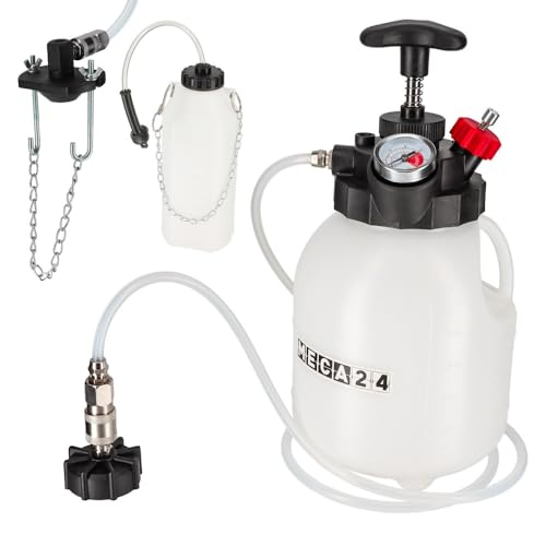MECA24 Purgeur de Frein à Pompe Manuel - 3 litres - Purgeur Liquide de Frein Voiture - Bouteille de Collecte et Adaptateur Multimarques