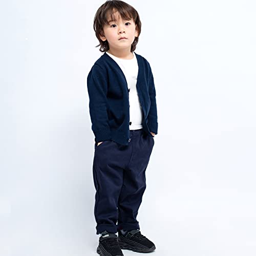 Image of Unisex Boys Girls Cardigans Sweater V-Neck Long Sleeve School Uniforms Button Knit Tops