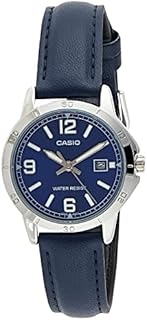 Casio LTP-V004L-2B Women's Blue Leather Band Blue Dial Date Analog Dress Watch