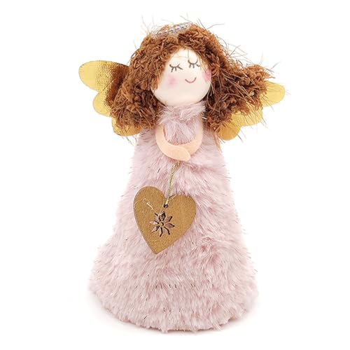 Christmas Angel Tree Topper Decorations, Xmas Tree Fairy Topper Angel Treetop Figurine Ornament Plush Angel Pendant Cupid Tree Hanging Decor for Christmas Tree Decoration (Pink)