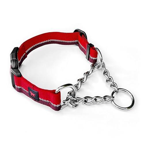 Tuff Pupper Martingale Collar for Dogs | Gentle Nylon & Steel Chain Limited Cinch Design is Perfect for Training | Dual Leash Attachment Points | Durable Quick Release Buckle | Sizing for All Breeds