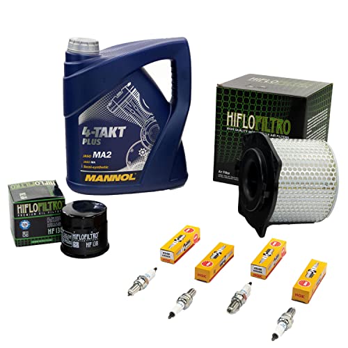 Wartungspaket Öl 4L + Luftfilter + Ölfilter + Zündkerzen für Suzu ki GSX 600 F GSX 600 FU GN72B Baujahr 1996-1997