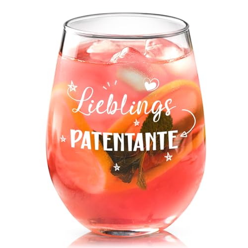 Joymaking Weinglas mit Spruch - Lieblingspatentante Patentante Geschenk Beste Geschenk für Patentante zum Geburtstag Weihnachten Muttertag 17oz