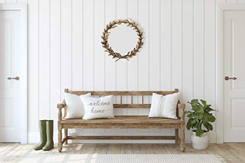 Round Antique Gold Metal Laurel Wreath Wall Mirror Round Antique Gold Metal Laurel Wreath Wall Mirror
