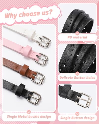 image for Kajeer Kids Belt for Girls,4 Pcs Durable PU Leather Belt Metal Buckle 