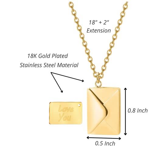 SHINYY Envelope Love Letter Necklace for Women Stainless Steel Love You Secret Gift Message Engraved Locket Jewelry Pendant Couples and Family2