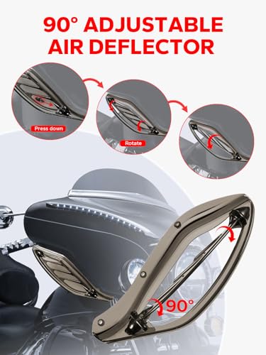 Image of Smoke Upper Fairing Adjustable Air Deflectors Fairing Side Wing Windshield Compatible for Harley Touring 1996-2013