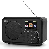 Ocean Digital WR-336M Wi-Fi Internet FM Radio, Bluetooth Speaker, Podcast, 2.4” Color Display, USB Playback, Dual Alarm Clock, Sleep Timer, Dimmer, Black