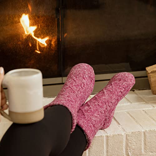 Image of Slipper Socks for Women with Grippers Non Slip, Sherpa Lined Slipper Socks
