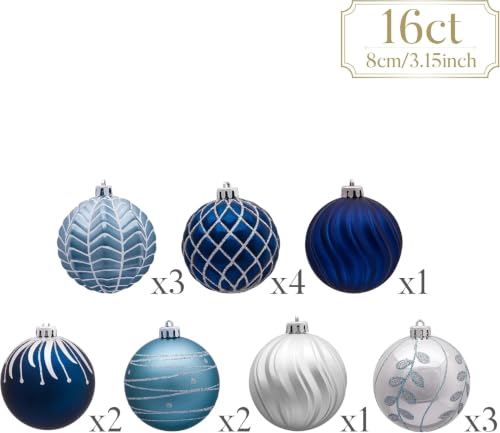 Valery Madelyn Weihnachtskugeln,16 Stücke 8cm Christbaumkugeln Weihnachtskugel Weihnachtsdeko Bruchsichere mit Geschenkpaket… – Ansicht 7