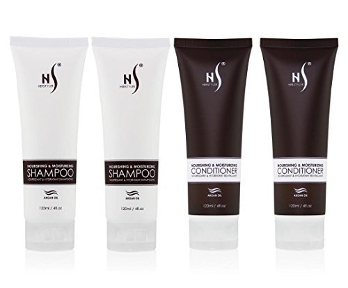 Herstyler Nourishing & Moisturizing Shampoo + Conditioner with Argan Oil 4oz (Set of 4)